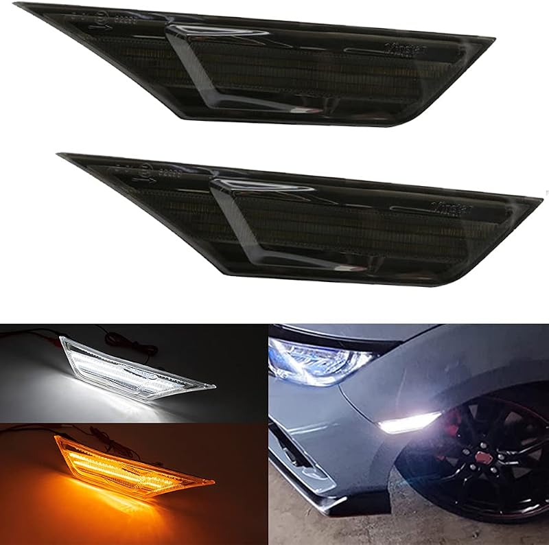 Luzes laterais LED NJSBYL para Honda Civic 2016-2021 – Lente fumê, âmbar/branca, conjunto com 2