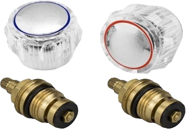 Wärmer System Bathroom Kitchen Sink Tap Top Head Covers - Standard Tap Tops Replacement for Leaking Aging Taps - 1/2'' Tap Revivers - Hot Cold Top Indicator