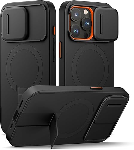 Miniatura 33 de SURITCH Funda para iPhone 14 Pro Max con cubierta magnética para cámara deslizante y soporte ajustable, compatible con MagSafe, funda protectora