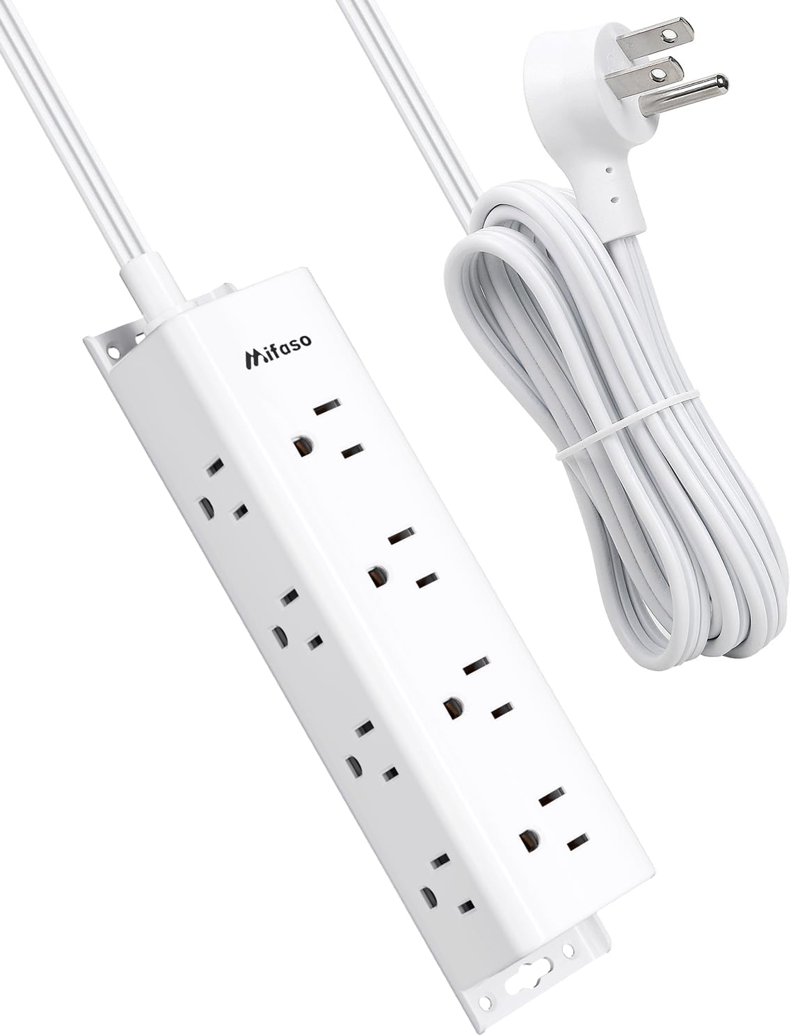 Surge Protector Power Strip - Widely Spaced Multi Outlets, Wall Mount, 3 Side Outlet Extender with Extension Cord, Flat Plug, Overload Protection, Home Office Dorm Room Essentials (5FT, White)