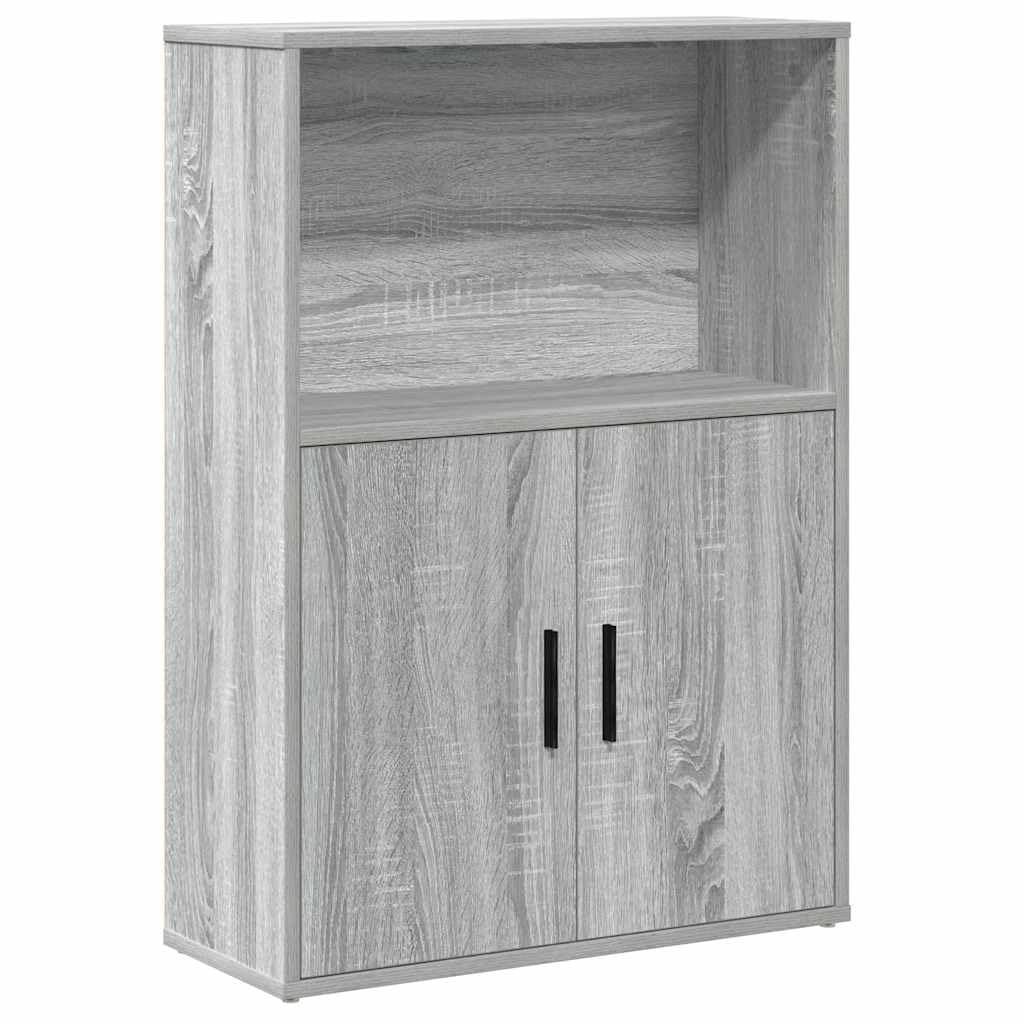 Bibliothèque de Salon Étagère àLivres Meuble de Rangement avec Portes et Compartiments Armoire en Bois d'Ingénierie pour Bureau et Entrée Gris Sonoma 60x24x85 cm