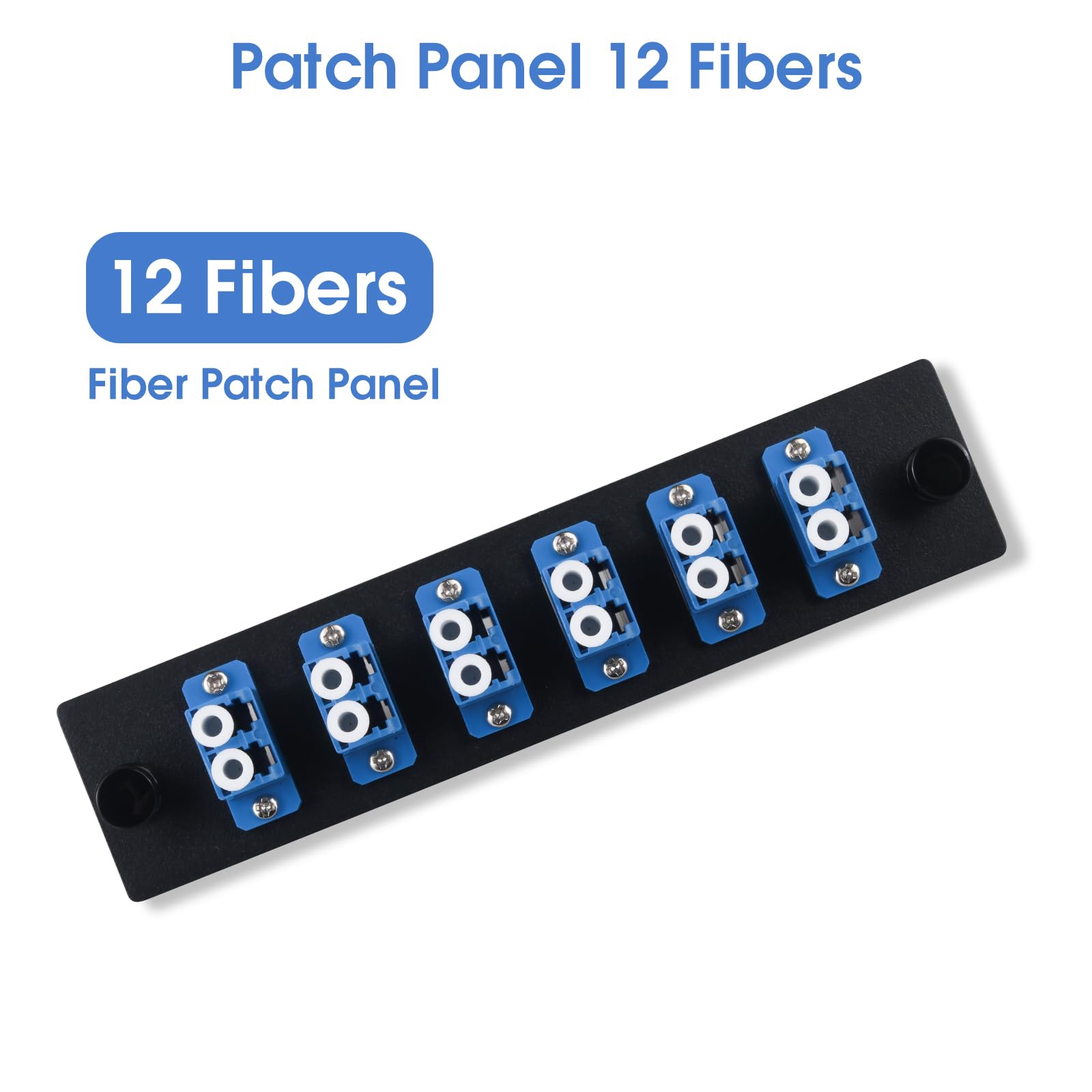 Lot de 2 panneaux de brassage en fibre duplex LC/UPC avec adaptateurs LC duplex monomode bleu, 12 ports fibre