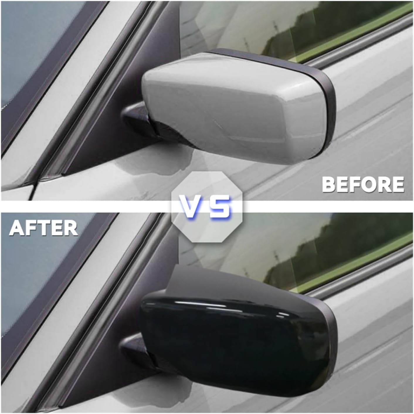 Fit for BMW E46 E39 4 Door 3 Series 1998-2005 Door Rearview Mirror Cover Cap Side Black 2021 M3 M4 Rearview Mirror Cover (Color : Bright Black)