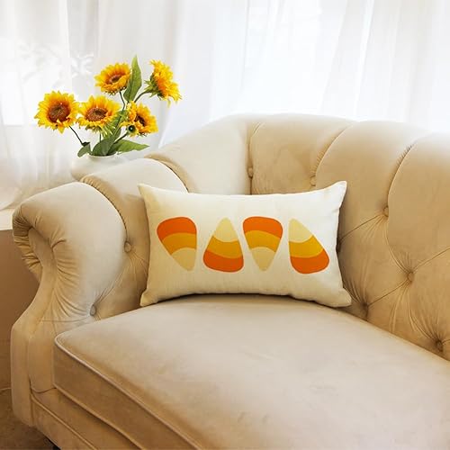 Miniatura 4 de Ogiselestyle Fundas de almohada de maíz de caramelo de Feliz Halloween, 12 x 20 pulgadas, color naranja, decoración de Halloween para el sofá del
