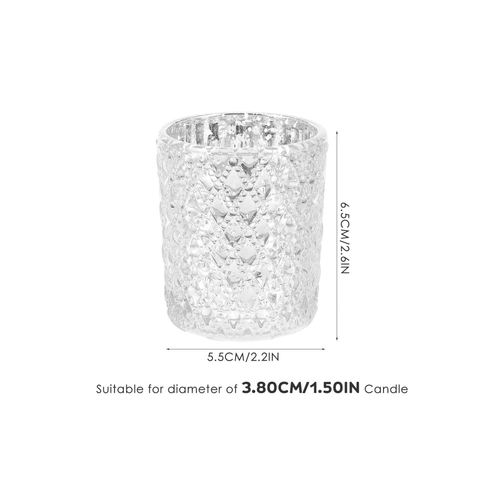 Portavelas de Cristal en Relieve 12 Piezas, Adorno Plateado | Vidrio, Efecto Decorativo y Soporte para Velas, para Hogar y Festivales