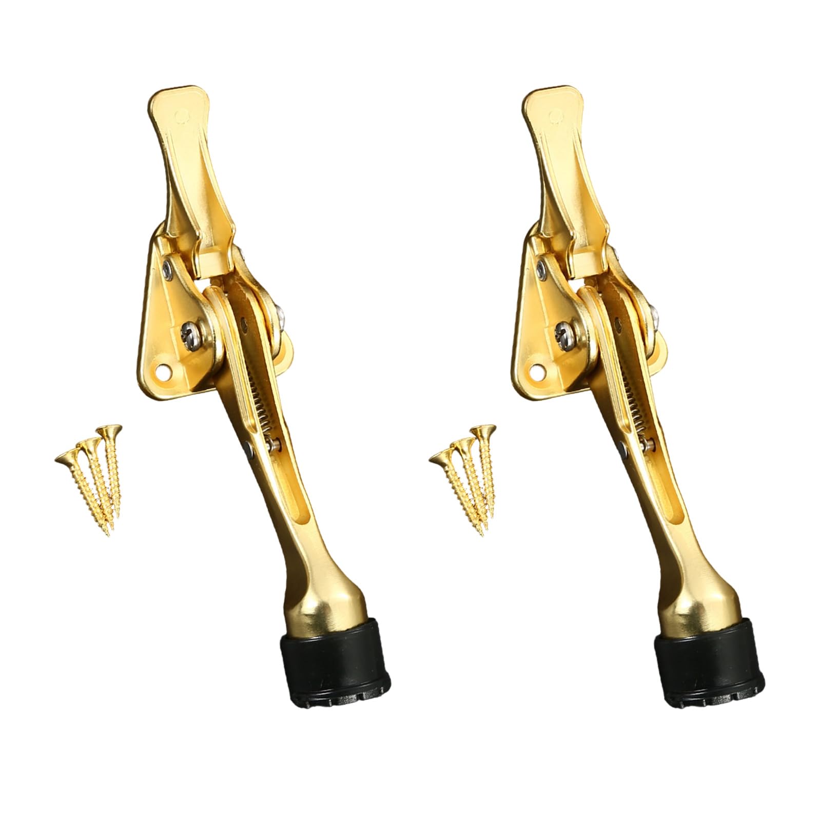Kickdown Door Stop Metal Alloy Doorstop Adjustable Door Holder with Nonslip Rubber Tips Wall Protector Adjustable Holder with Nonslip Rubber Tips