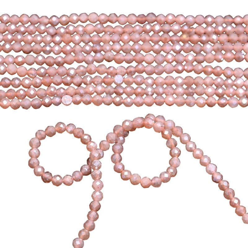 Pierre de Lune Pêche perles à facettes 2mm pour création de bijoux