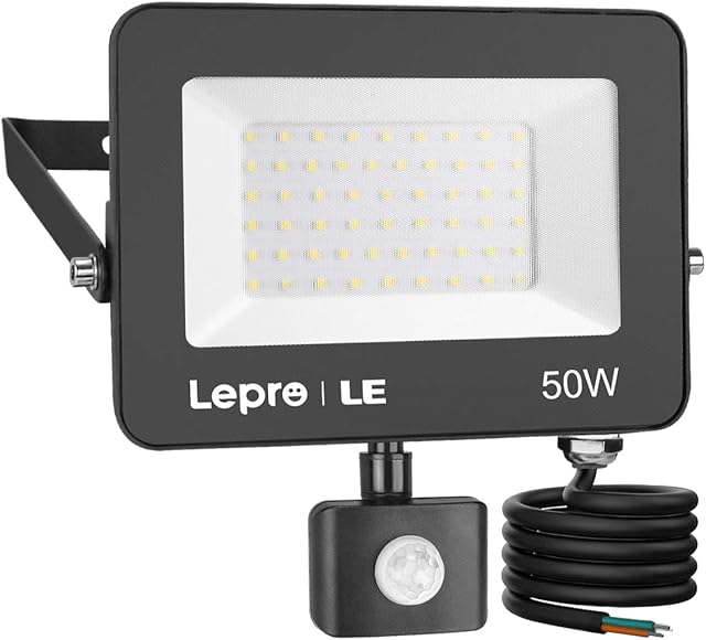 Lepro 50W Security Lights Outdoor Motion Sensor, 4200 Lumens PIR Light | Super Bright, Ultra Thin, Water-Resistant Flood Light for Garden, Patio, Backyard, Rooftop and More