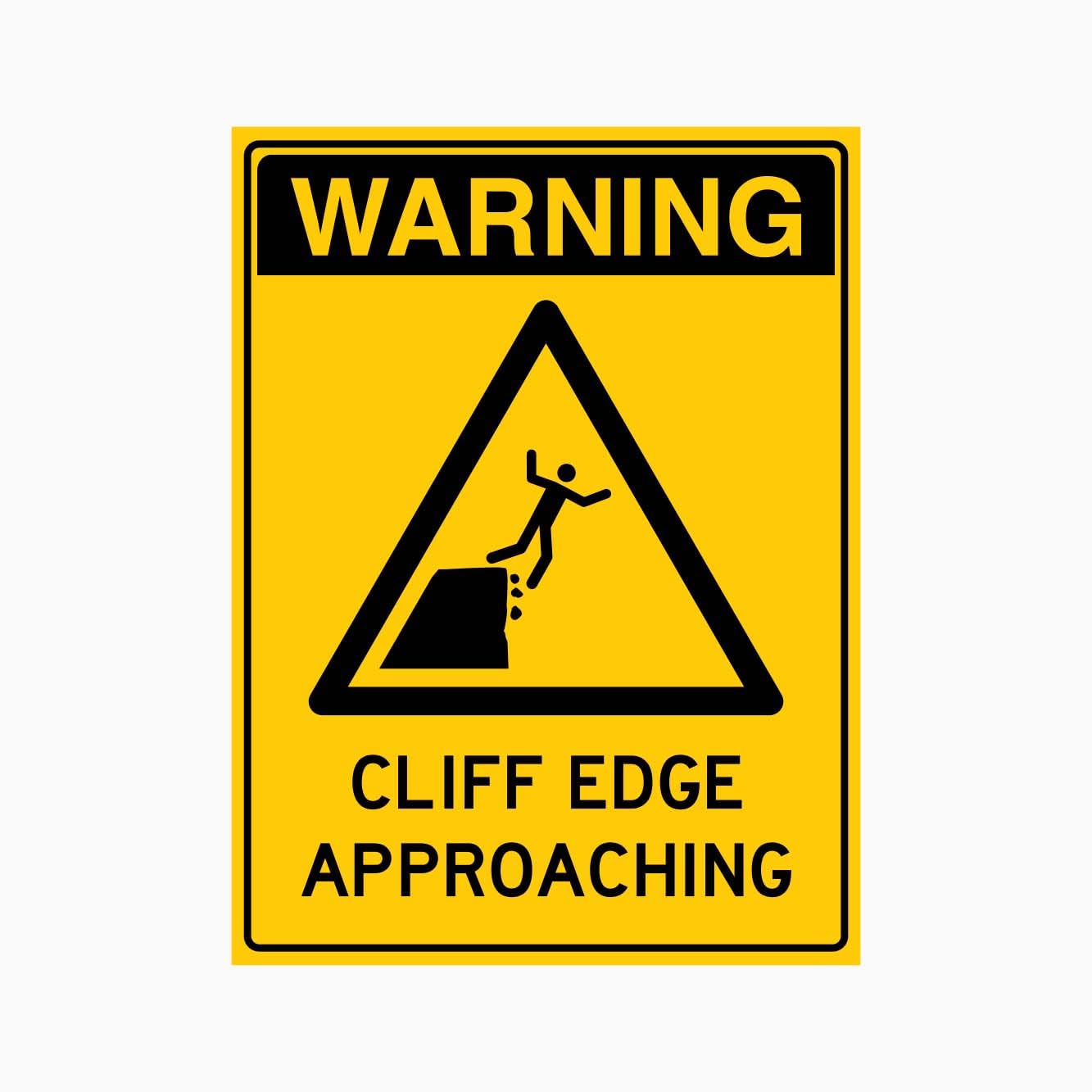 WARNING CLIFF EDGE APPROACHING Sign Warning Metal Tin Sign 8 x 12 inch for Industrial & Commercial Series