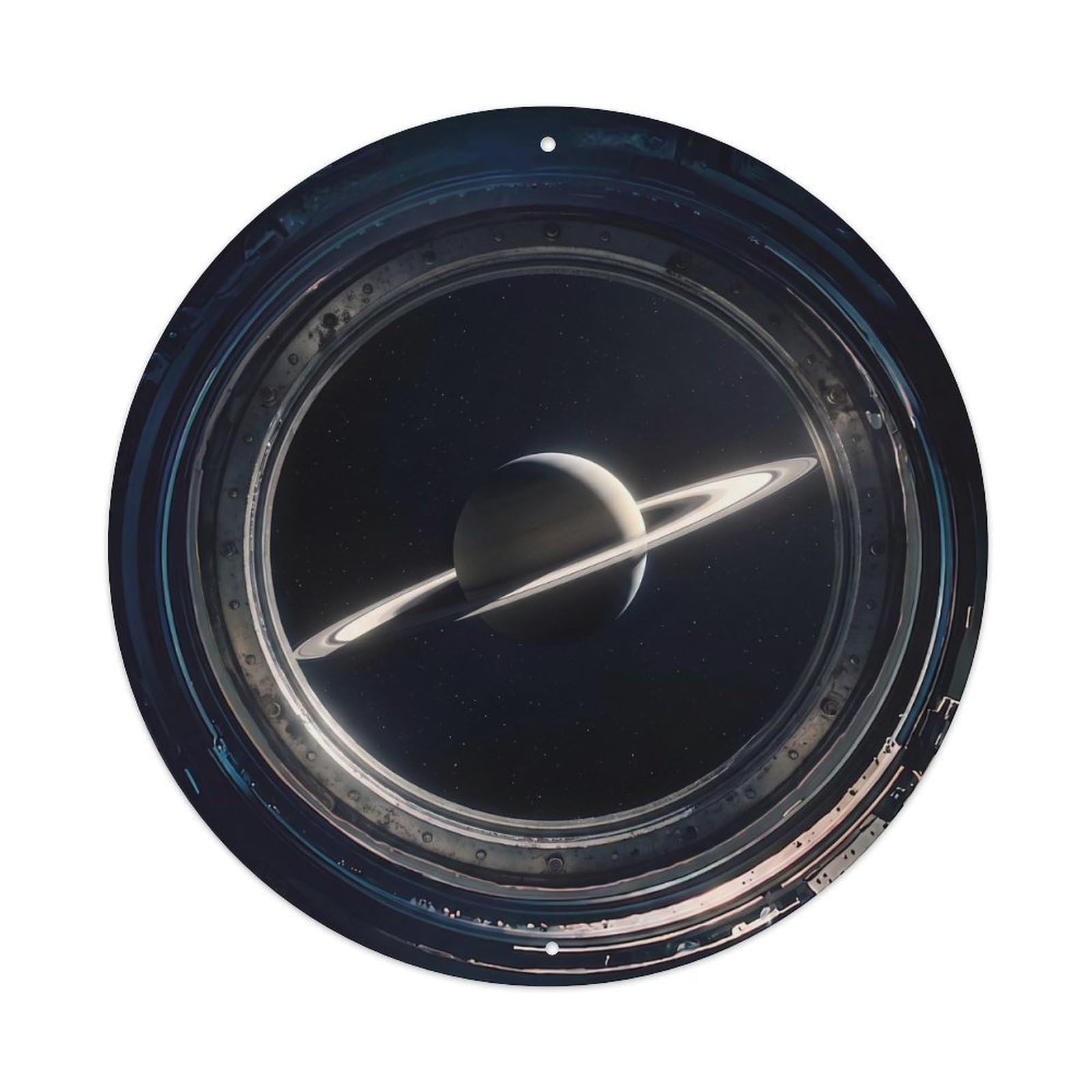 Ringed Planet Edge View Metal Tin Sign