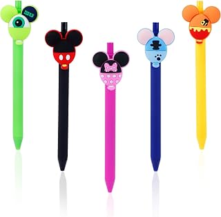 5PCS Cartoon Ballpoint Pens Set Cute Mouse Head Character Ears Pens Kids Adults Office Desk Stationary Accessories,Gift for Teacher Student