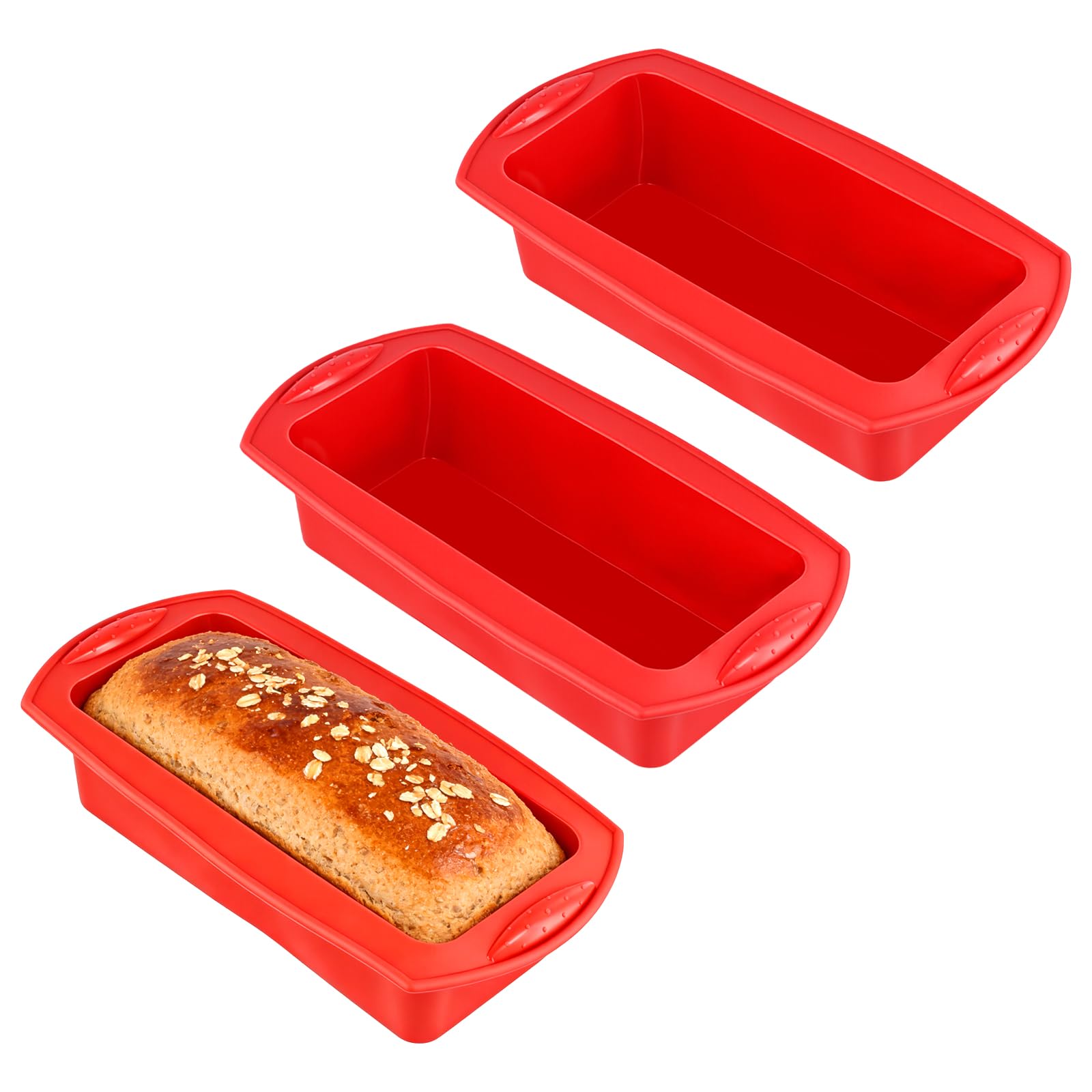 Moule à pain en silicone antiadhésif rouge lot de 3 pour éviter les gâteaux cassés au démoulage