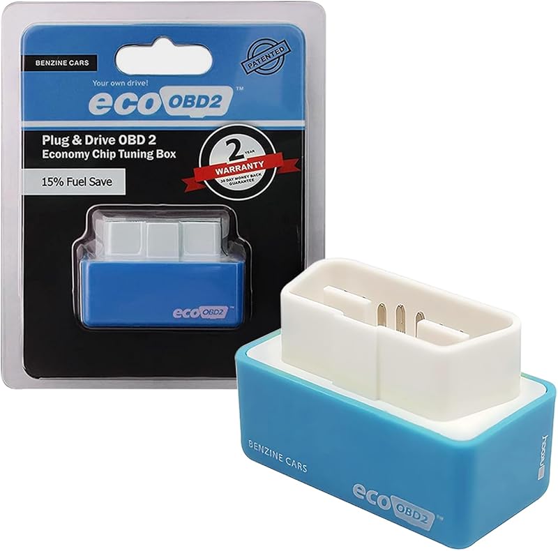 2 PCS Car Power Upgrade Fuel Saving, OBD2 ECOOBD2 Automotive Plug and Driver Single Plate, Economic Fuel Saving 15%, Compatible with Diesel Fuel Vehicle (Blue)
