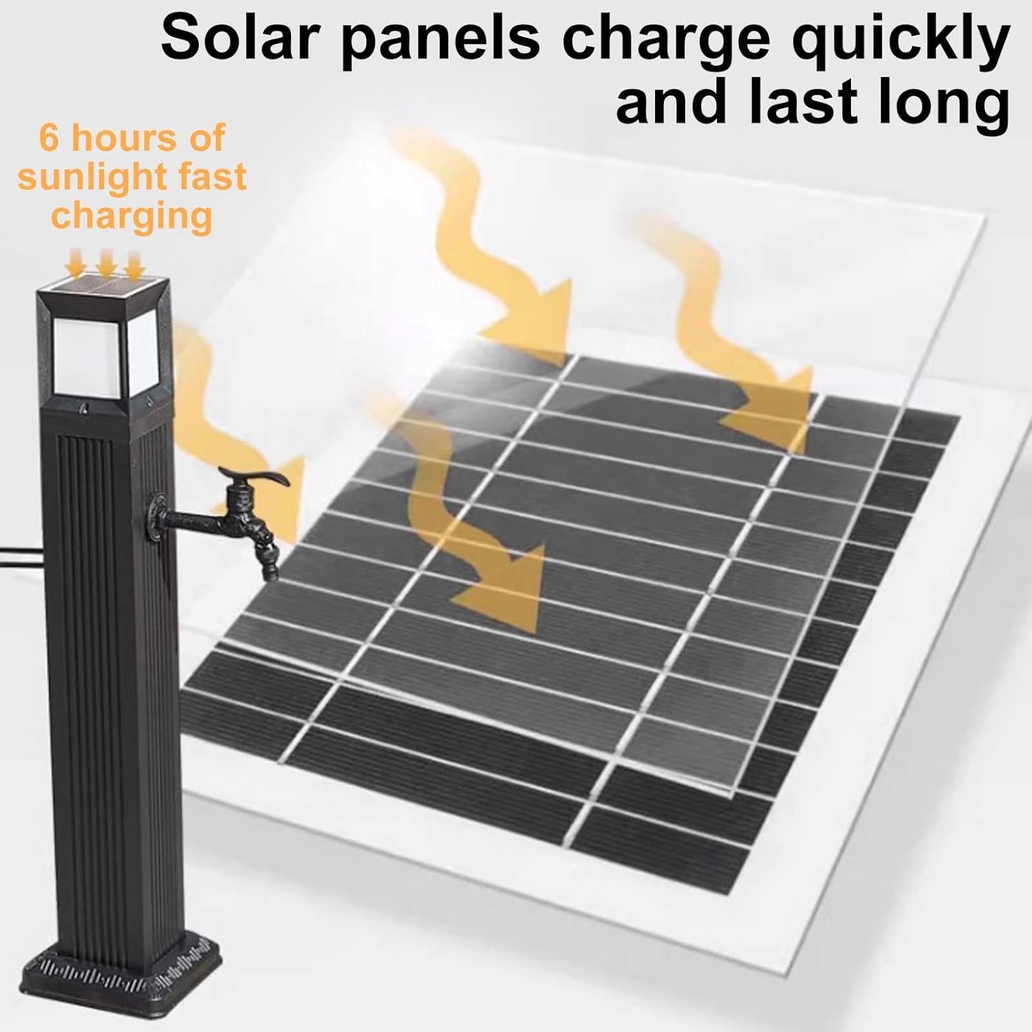 Solar LED Garden Water Column, 45" Stainless Steel Outdoor Fountain, Freestanding Vertical Faucet for Patio, Lawn & Yard Decor - Durable & Stylish