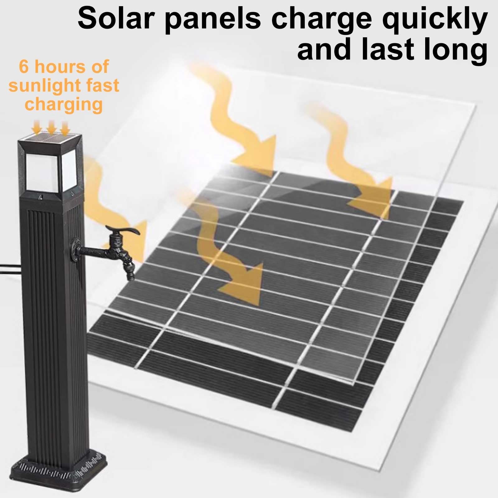 Columna De Agua Solar Led para Jardín - Grifo Exterior Independiente De Acero Inoxidable - Diseño Cuadrado Vertical para Patios, Jardines Y Terrazas - Elegante Fuente De Agua，74cm/29in