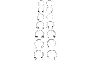 ✪ 20G Septum Ring Womens-✮- 14 Pcs Horseshoe Surgical Steel Circular Barbell...