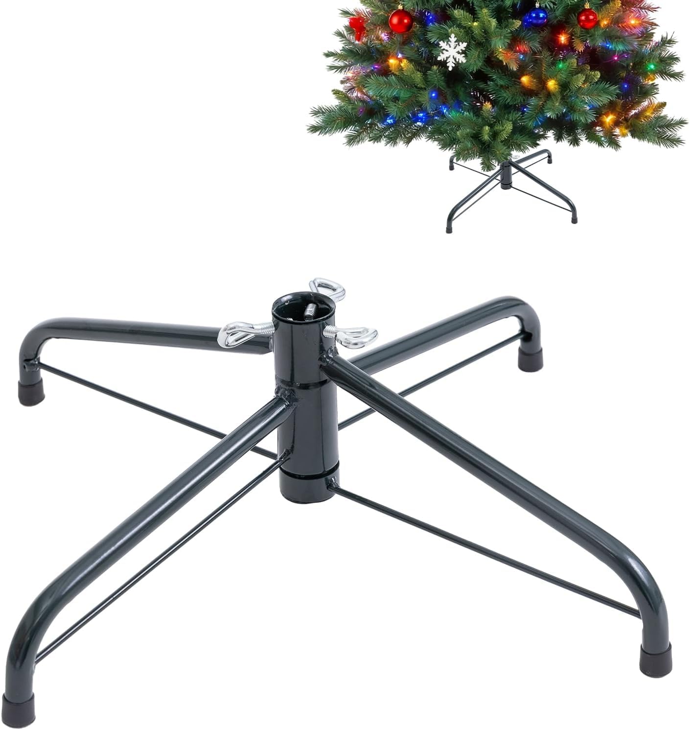 40cm Christmas Tree Stand for Artificial Trees, Metal Xmas Tree Stand Folding Christmas Tree Holder Base for 4 Foot Tree, Green Replacement Christmas Tree Legs Christmas Decoration Accessories