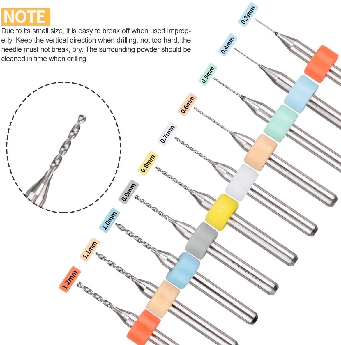 60 brocas manuales para taladros de 0,3 a 1,2 mm PCB Mini taladros y brocas de 0,5 a 3,0 con pasador de mano de precisión para madera, joyas, plástico, etc