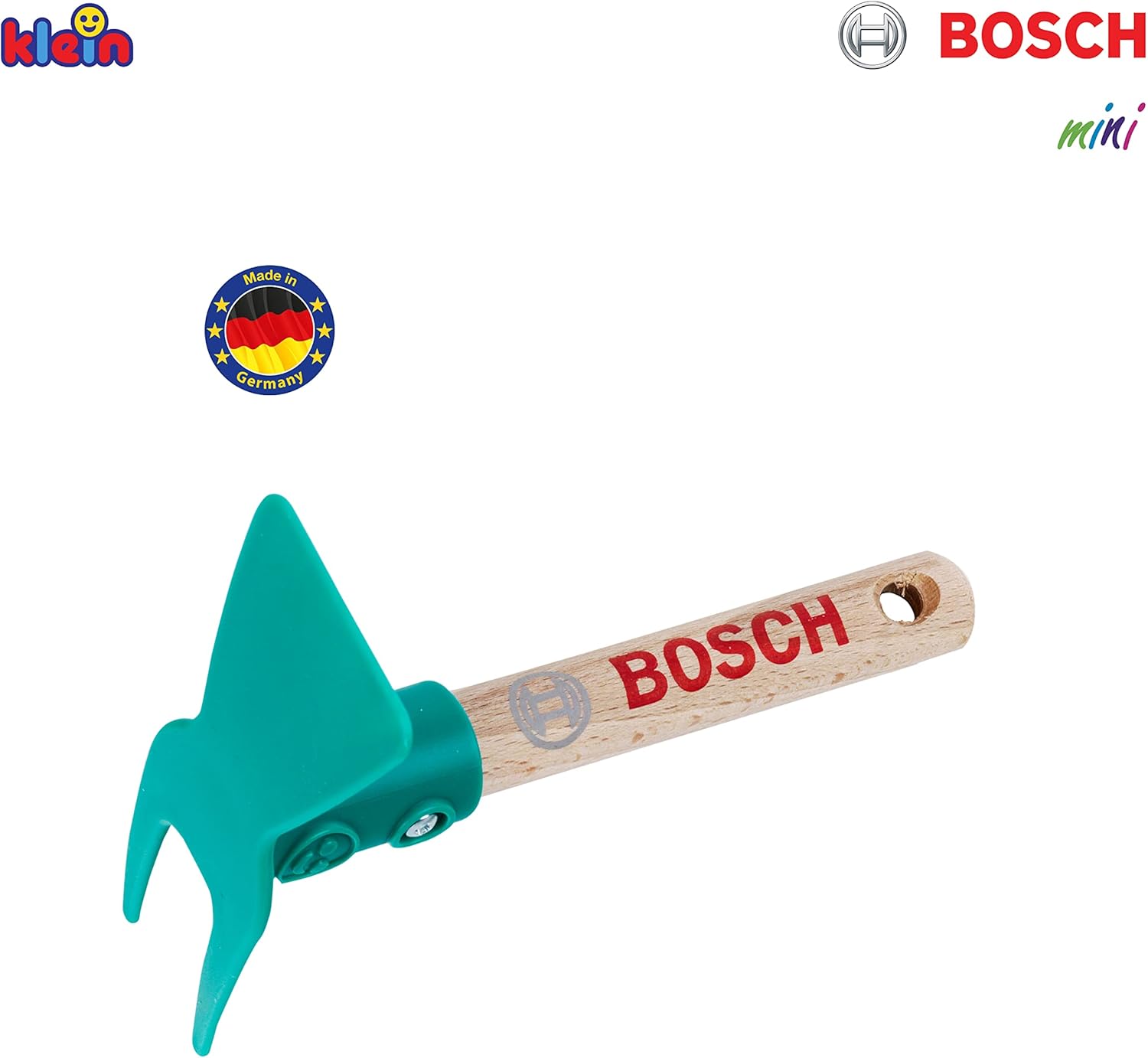 Theo Klein 2790 Bosch Hoe, Short I Robust Children's Garden Hoe I Stable Wooden Handle I Dimensions: 13.5 cm x 10.5 cm x 4.5 cm I Toys for Children Aged 3 and Over