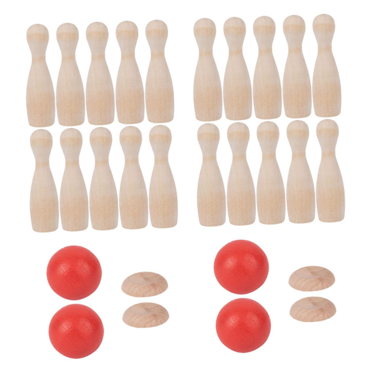 UPKOCH Jeu de Bowling en Bois pour Garçon et Filles 2 Lots, Mini Bowling