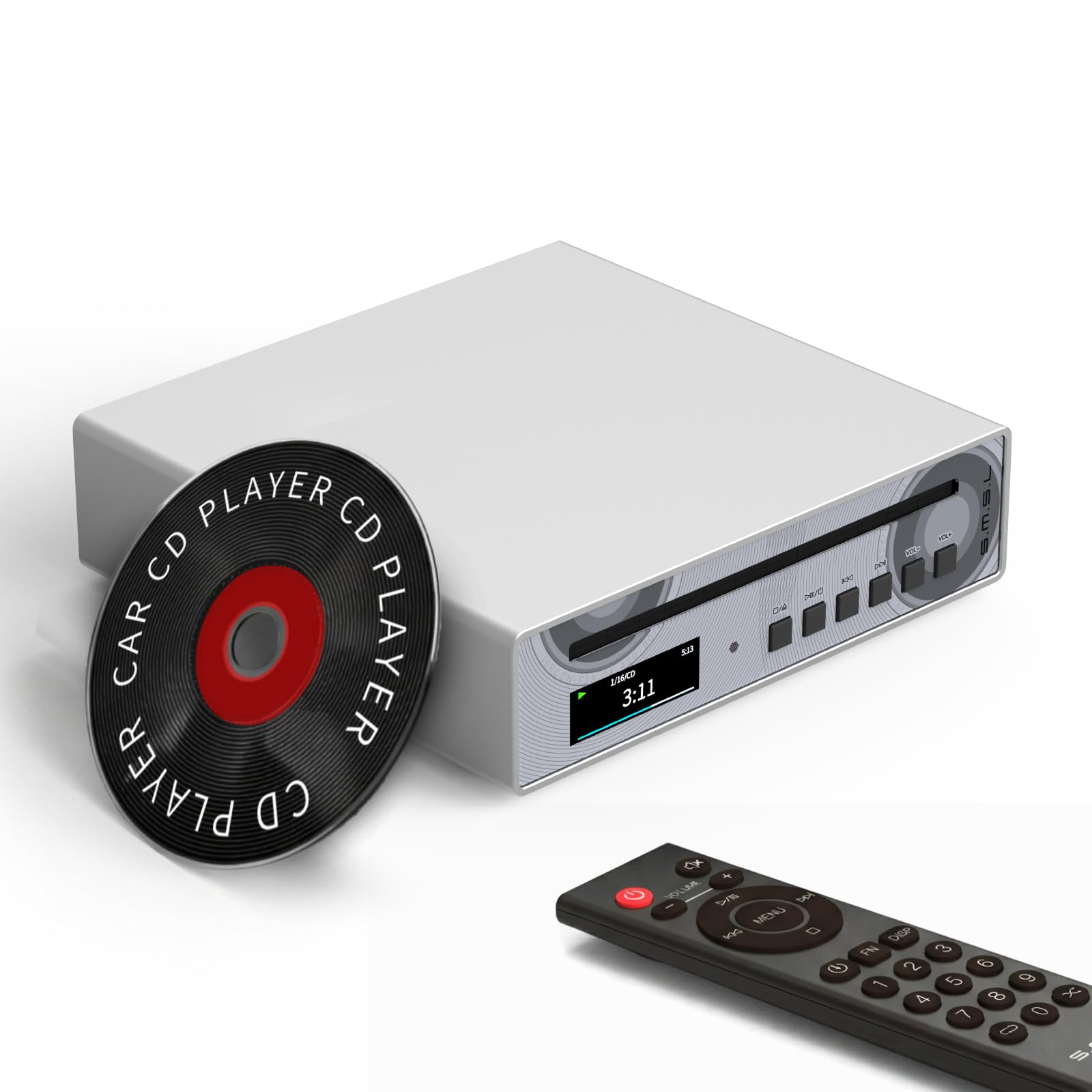 SMSL VMV PL100 PRO - Lettore CD HiFi per casa, 2 chip CS43131, decodifica CD per auto, preamplificatore con RCA/XLR/3,5 mm/4,4 mm, uscita digitale ottica/coassiale, colore: Argento