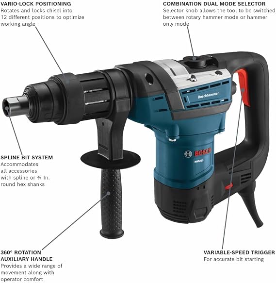 BOSCH RH540S Spline 1-9/16 In. Combination Hammer for Concrete