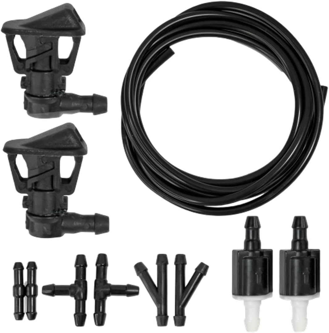 Car Windshield Washer Nozzle Black Windshield Wiper Nozzle Fluid Hose Replaces Kit 68164356AB 5156728AB For Jeep Wrangler 2013-2017 For Jeep Wrangler JK 2018-2024 For Jeep Gladiator 2019-2021