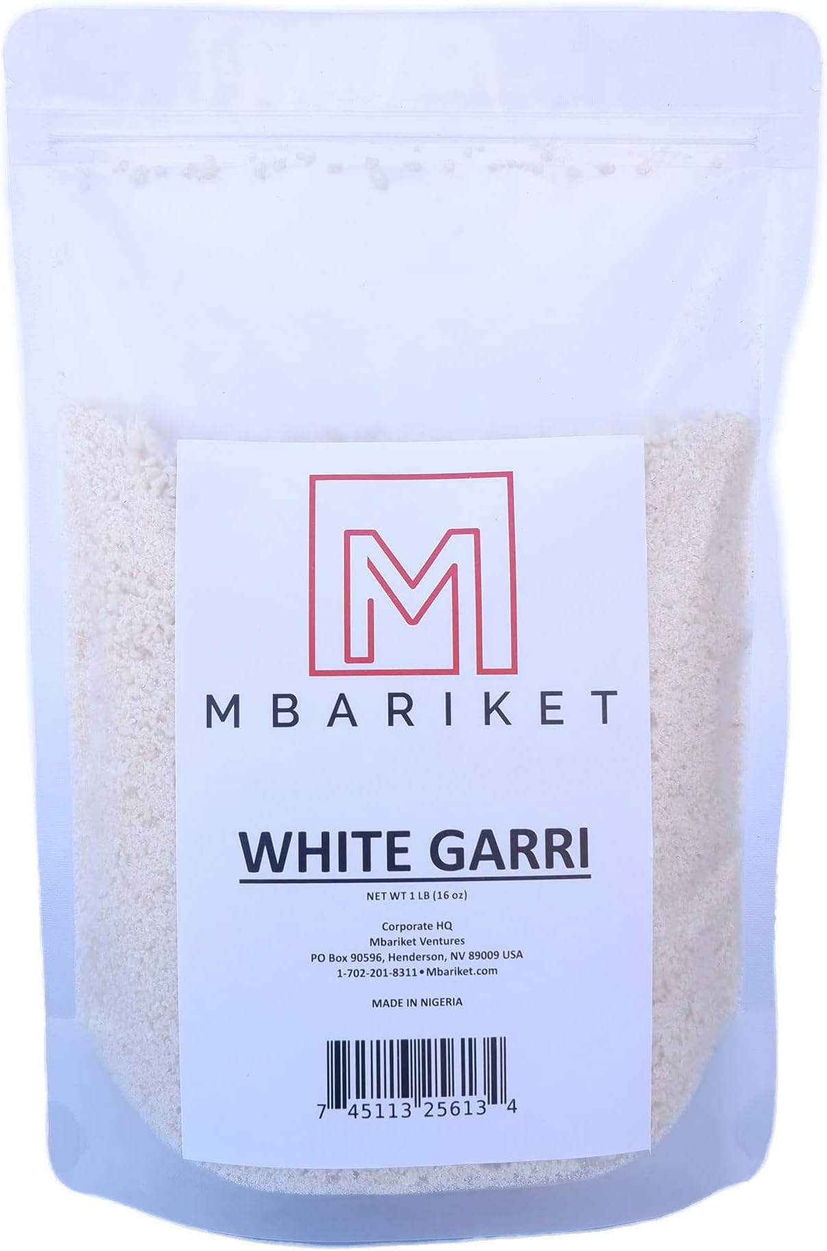Mbariket - Nigerian African Fire Fried Garri, Imported from Nigeria, Granulated Dried Cassava Meal (1 lb. white)