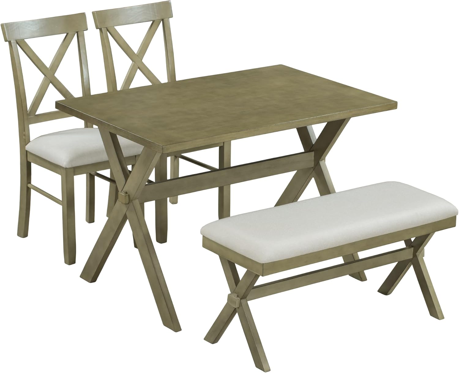 Knocbel Farmhouse 4 Person Dining Table Set, 4Piece