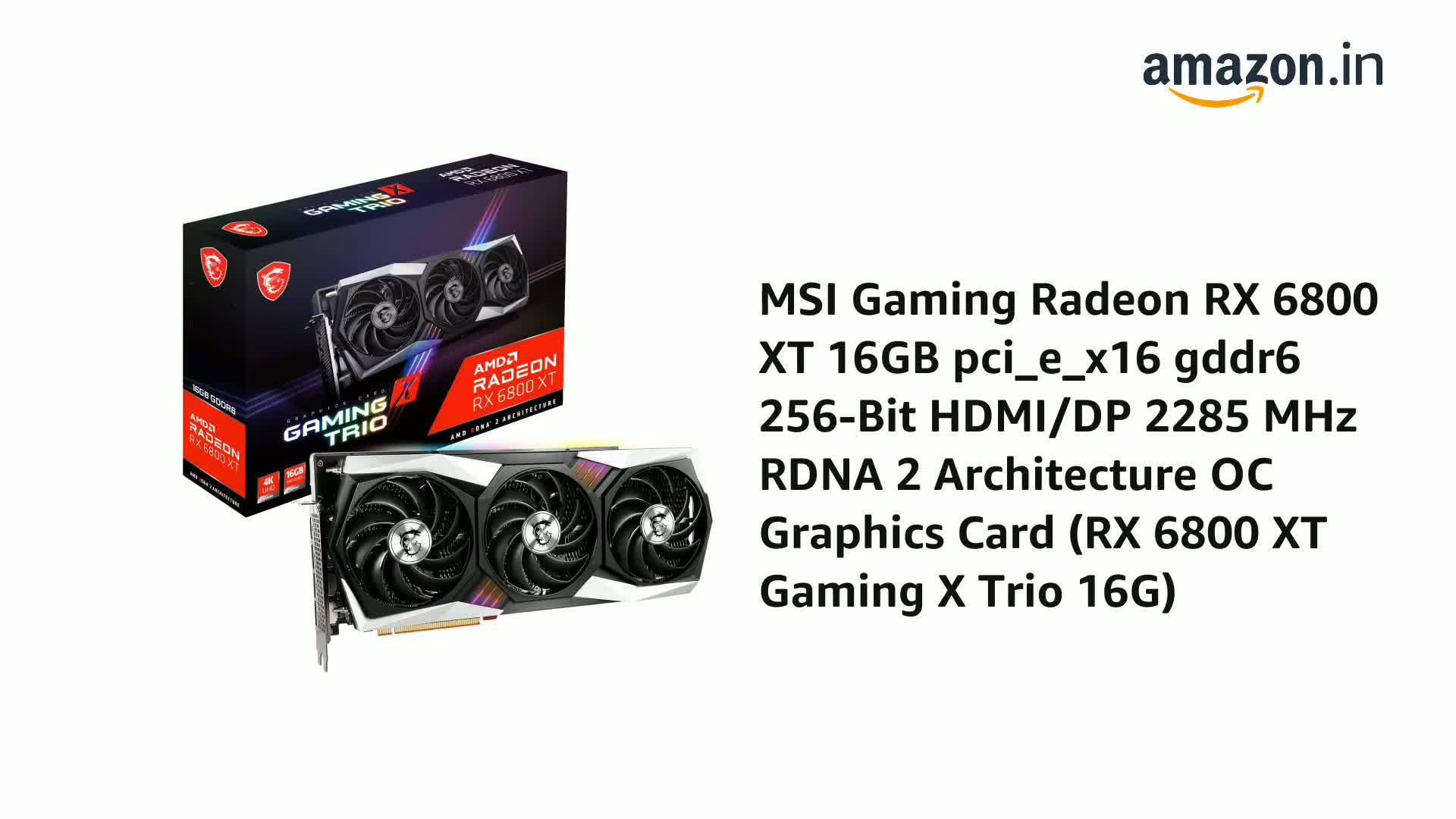Amazon.in: Buy MSI Gaming Radeon RX 6800 XT 16GB pci_e_x16 gddr6