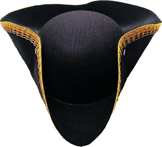 Tricorn Colonial Hat Halloween Pirate Hats Men Captain Hat Musketeer Hats Masquerade Party Revolutionary War Costume