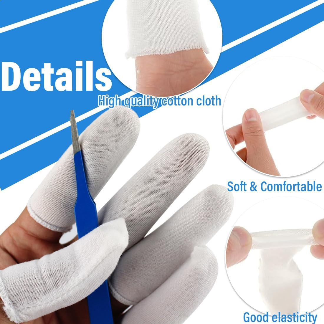 WeddHuis Lot de 50 Doigtiers Protège Doigt en Coton – Protection Doigt Main Respirante pour Pouce et Doigts, Idéal pour Eczéma des Mains et Arthrite