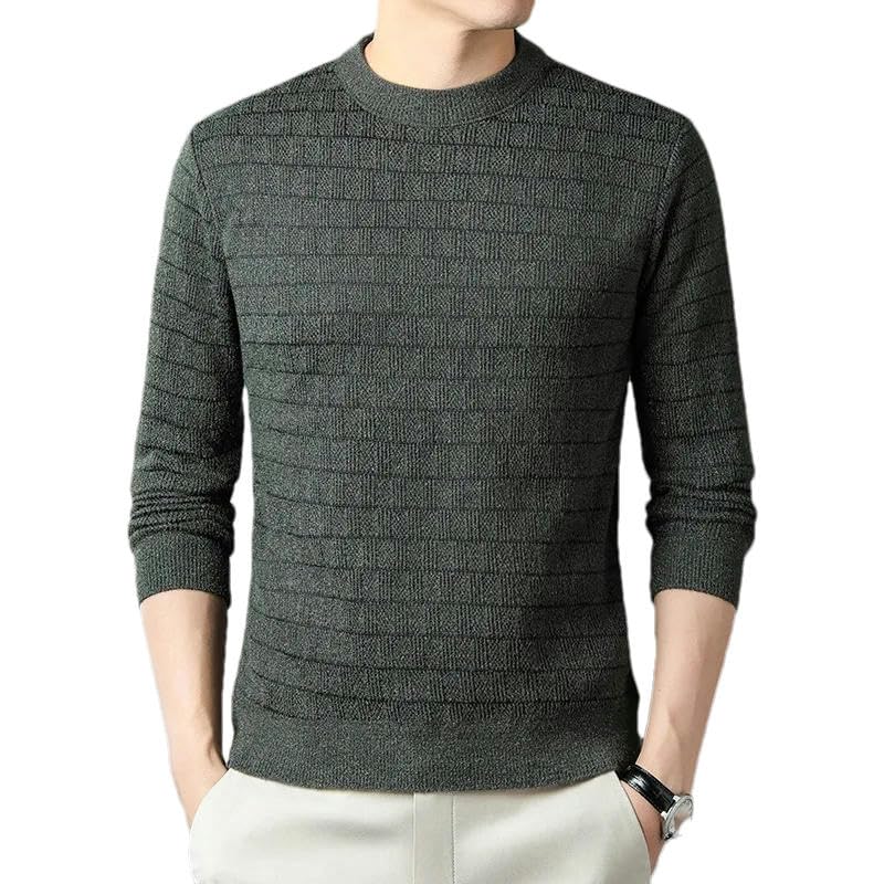 Autumn Winter Men's Pullover Round Neck Solid Color Thickened Sweater Knitted Tops2