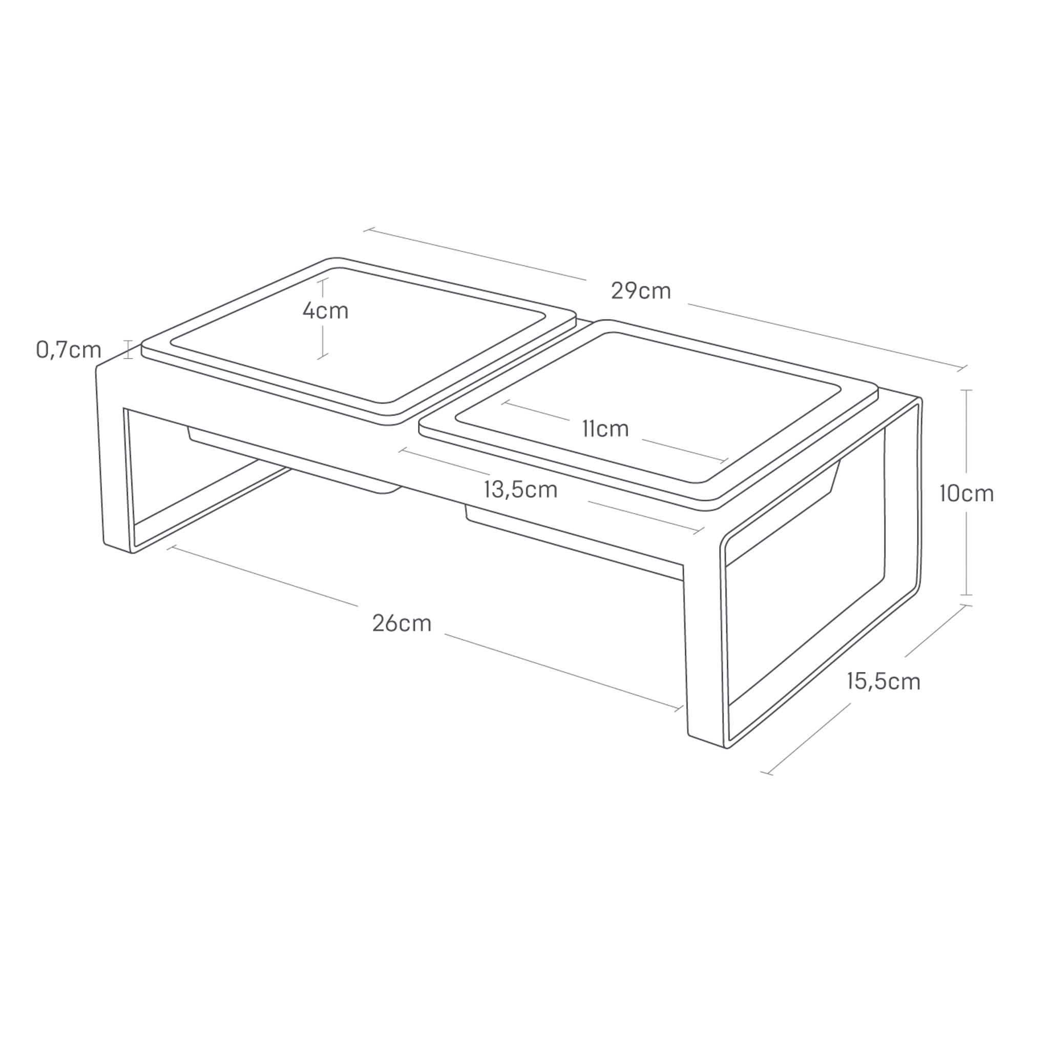 Yamazaki 4744 TOWER Set di supporti per ciotole per alimenti per animali domestici, bianco, Acciaio/Ceramica, minimalista, 29 x 15.5 x 10 cm