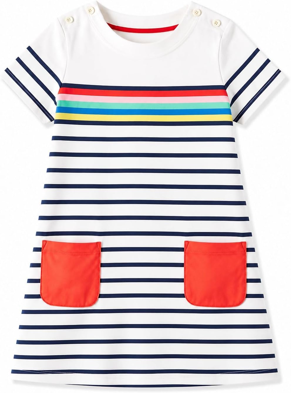 Toddler Girl Cotton Casual Dress Summer Short Sleeve Basic Tunic Playwear Shirt Dresses