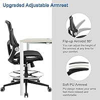 Vista 11 de Silla de dibujo de oficina, silla alta ergonómica de escritorio de oficina, silla de escritorio ajustable de pie, silla ejecutiva para computadora