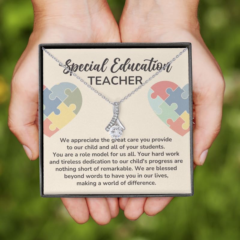Special Education Teacher Necklace Message Card Box Alluring Standard - Your Hard Work And Tireless - Appreciation ASL Disabler Retirement