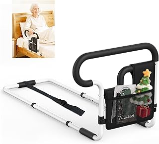 Bed Rails for Elderly Adults Safety: Adjustable Bedside Assist Bar for Seniors - Side Bed Railing Handle Support Guard - Bedrails Slides Under Mattress Fit King Size Queen Full Twin Beds
