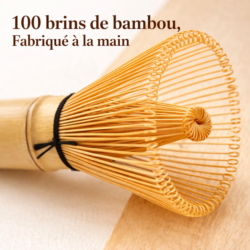 Fouet Matcha en bambou doré fait à la main,Fouet Matcha avec 76 Dents,Kit de Démarrage Traditionnel pour Matcha,traditionnel japonais Chasen Matcha agitateur,Parfait pour la Cérémonie du Thé - 2