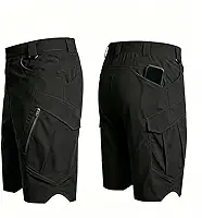 Bermuda cargo tática masculina, resistente à água, Ripstop, com 9 bolsos, cintura elástica para trabalho ao ar livre