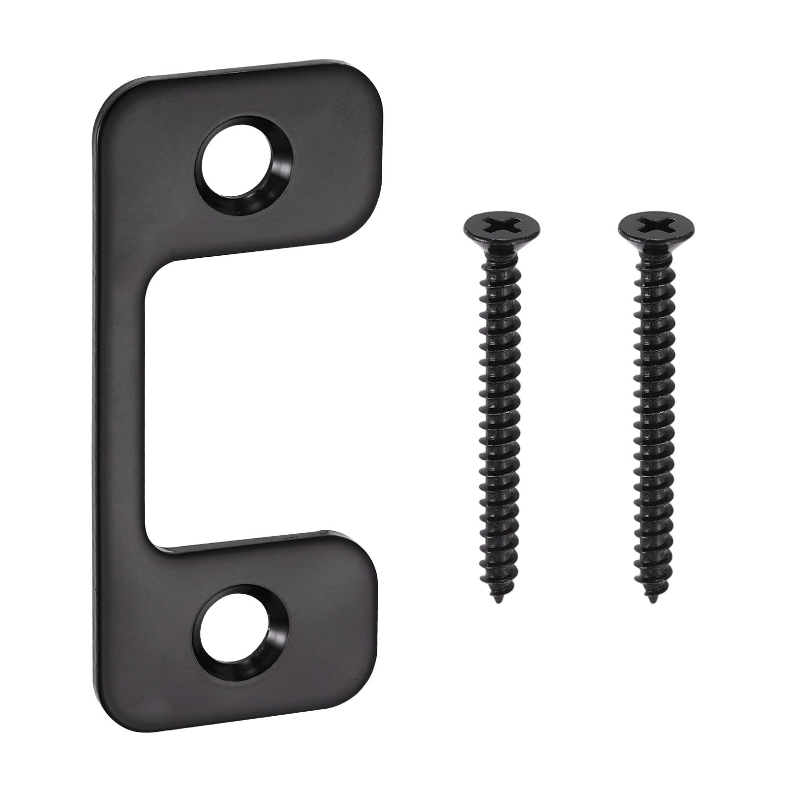 sourcing map Adjustable Strike Plate, 2-1/4" x 1" Stainless Steel Deadbolt Strike Plate, Adjustable Latch Strike Plate with Screws for Exterior Doors, Black