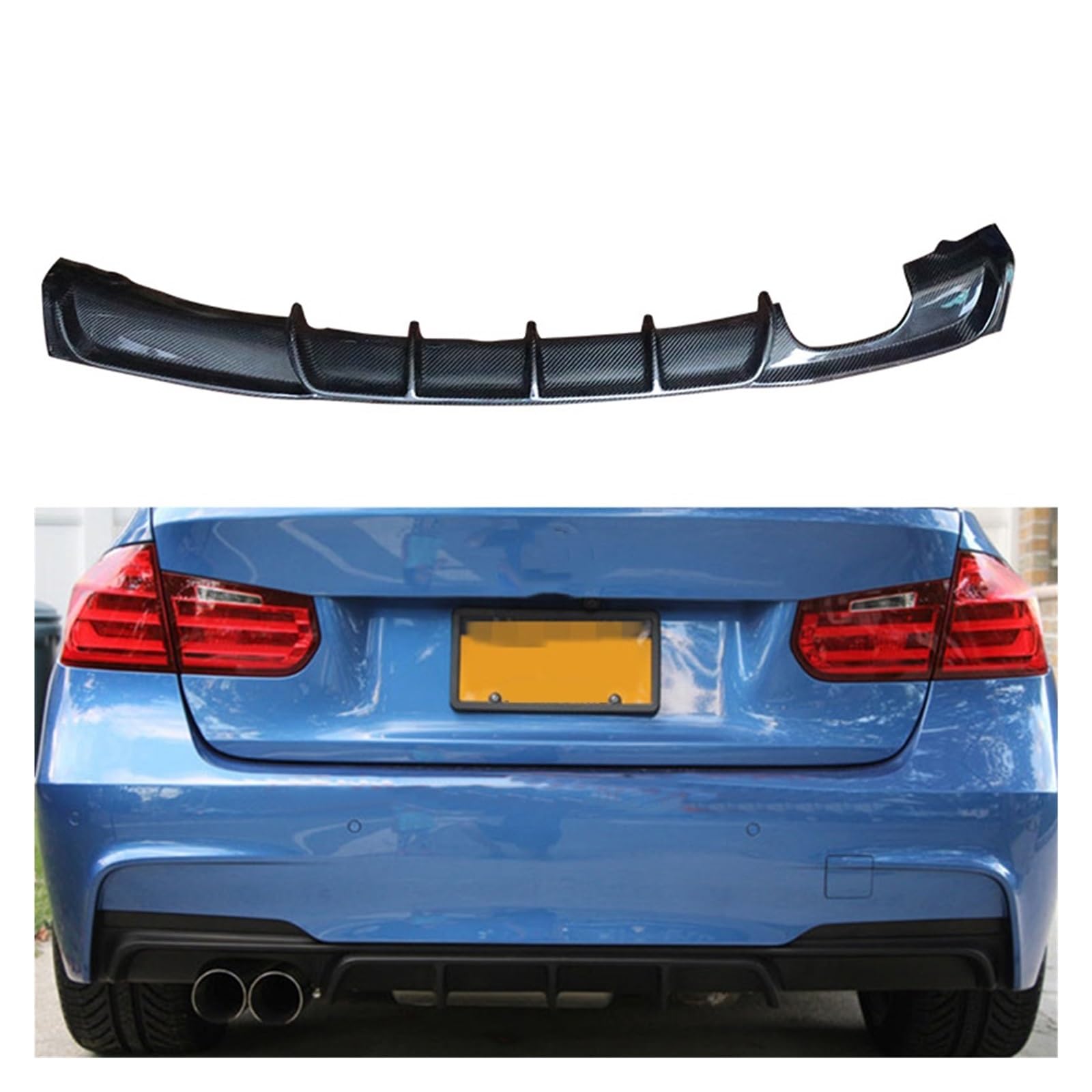 Amazon リアディフューザーバンパーリップ BMW 3 シリーズ F30 F31 2012-2018 320i 325I M-Sport パフォーマンスカーボンファイバールックカースポイラースプリッターに対応 リアバンパー 車 バイク
