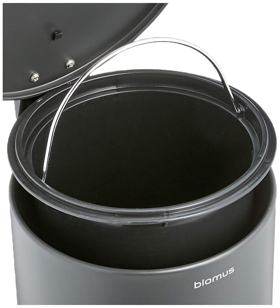 Blomus -VIPO- Duschwischer aus Silikon, Magnet, Duschabzieher in exklusiver Optik & TUBO- Treteimer aus pulverbeschichtetem Stahl, Anthrazit, 3L Fassungsvermögen (24,5 x 17 x 17 cm, Anthrazit)
