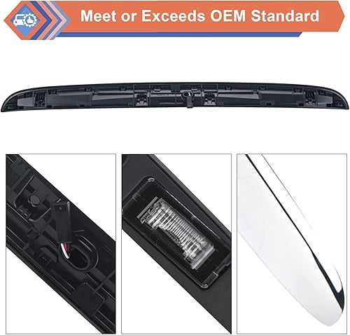 Miniatura 4 de ZONFANT Manija de escotilla trasera cromada con lámpara, tapa para portón trasero compatible con BMW Mini Cooper serie R56 R57 2005-2015, repuesto