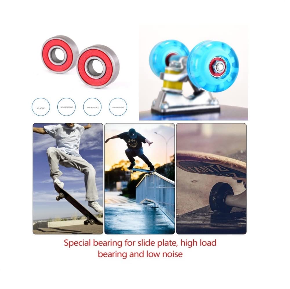 Roulements 10 pièces 608 Inline Roller Skate Roulement de Roue 608 RS 8x22x7mm Planche À Roulements à Billes pour Scooters Longboards