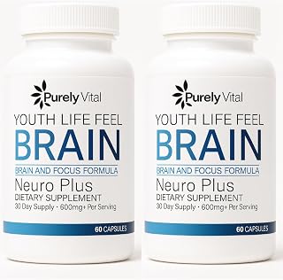 Youth Life Feel Brain Neuro Plus | Brain & Focus Formula | 600mg+ Per Serving | Promotes Mental Clarity, Focus & Energy | 30-Day Supply, 60 Capsules (2)