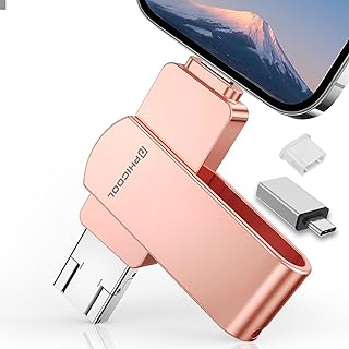 アプリ不要!「256GB」 4in1 phone対応「直結写真即保存」Phone用/Androidスマホ/pad/PCから 直接 usb に 写真データ保存/移す/バックアップ可能 hdd外付けストレージ 容量不足解消 メモリースティックコンパクト設計 usb メモリ- (ピンク, 256, GB)