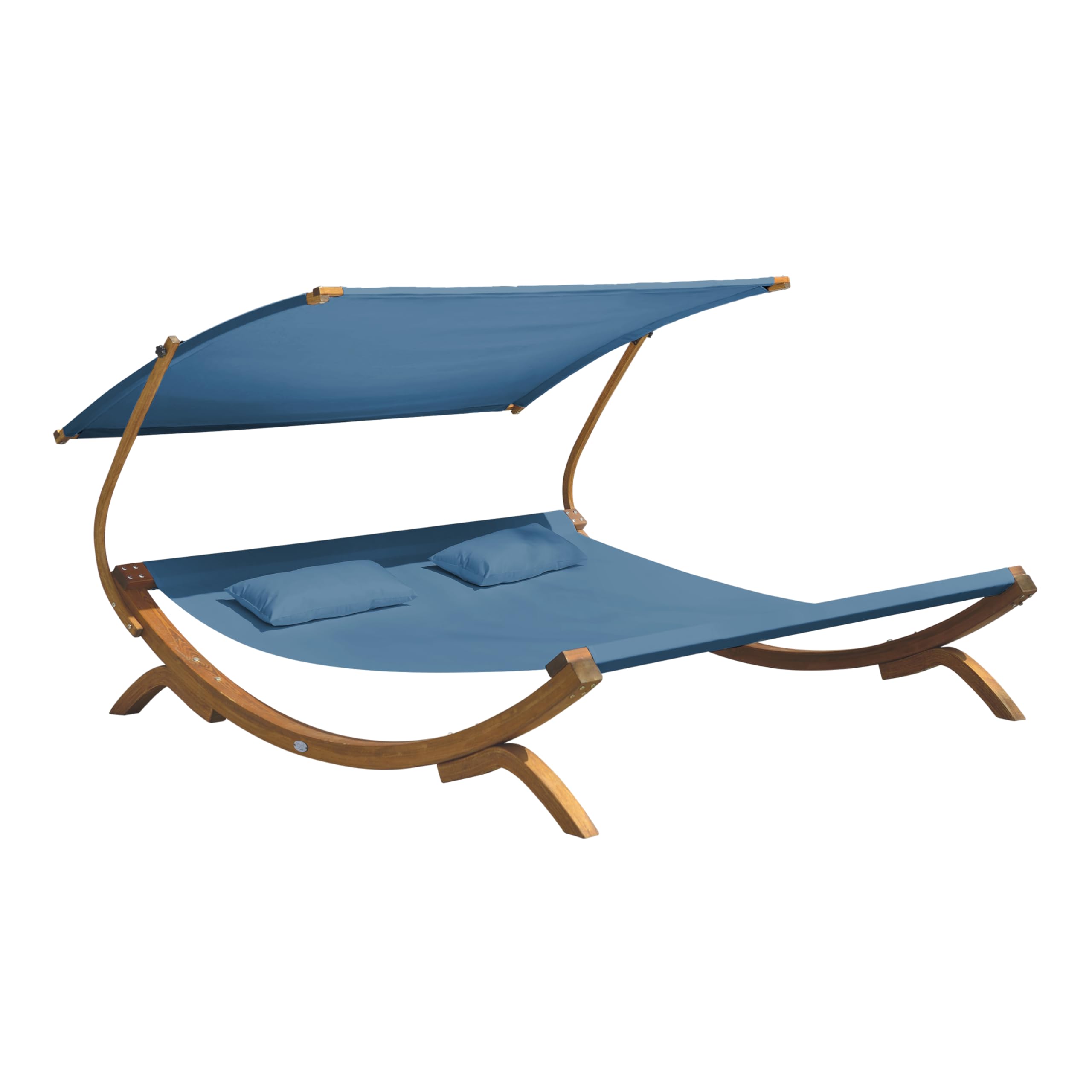 AXI Mallorca Chaise Longue de Jardin en Bois pour 2 Personnes | Lit de Jardin XXL avec Toit Solaire pour l'extérieur | Bain de Soleil Double en Bleu