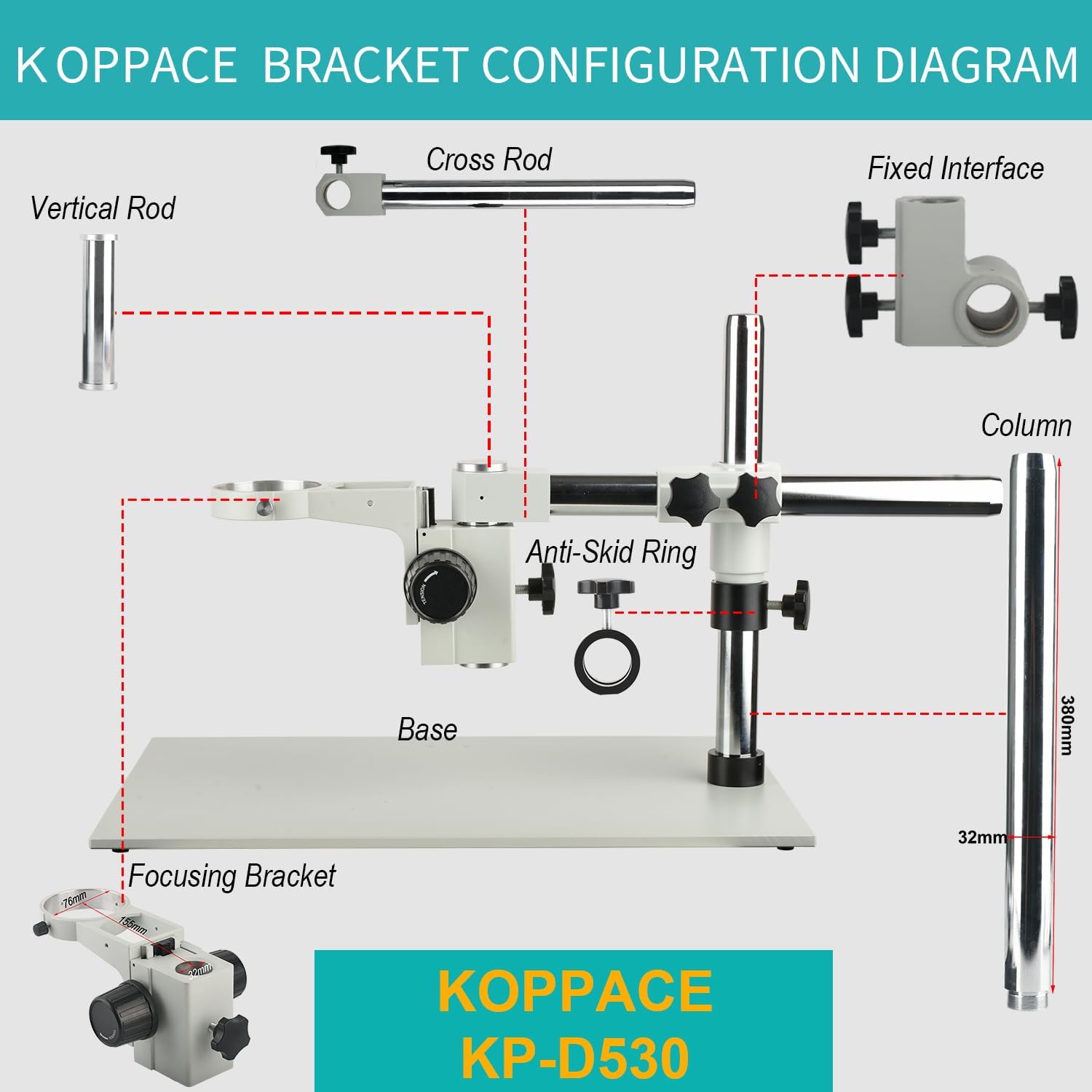 Large Platform Microscope 500X350mm Universal Adjustment Bracket 76mm Focusing Frame