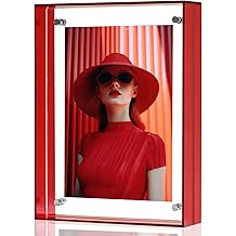 5x7 Picture Frame, Stunning Color Acrylic Photo Frames, Wall &amp; Tabletop Display Frames, Modern Floating Style for Home Office Decoration, Red (1 Pack)